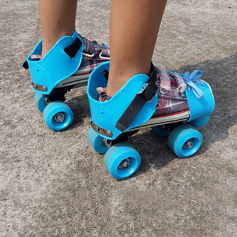 Skate Shoes Double Row Four Wheels Design for Injury Prevention Adjustable Ankle Strap Lace Fit Gift Size 25-32