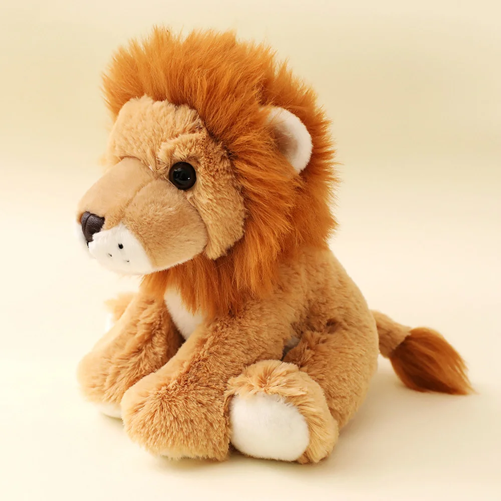20cm Fuzzy Golden Lion Plush Toy Sitting Furry Simulated Lion Stuffed Animal Wildlife Soft Dolls Cuddle Christmas Plushie Gifts