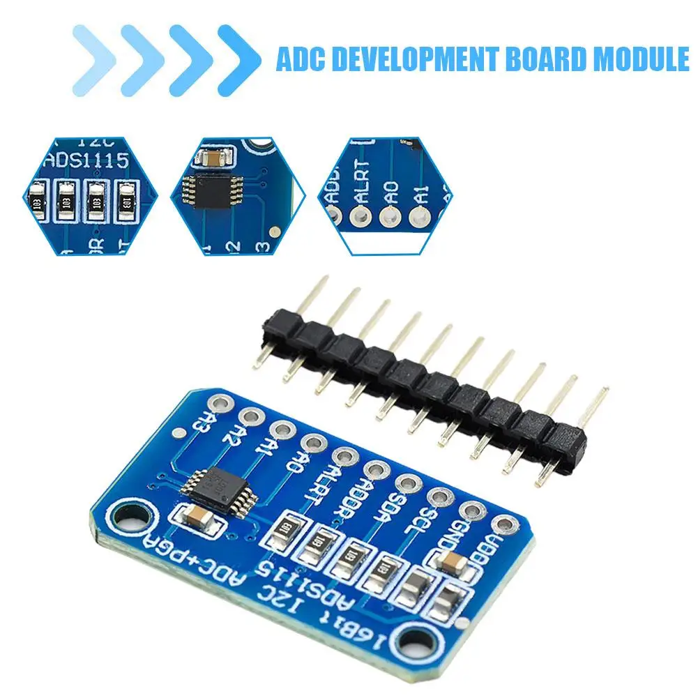 I2C ADS1015 ADS1115 16 Bit ADC 4 channel Module with to Programmable 5.5V 2.0V Gain RPi Amplifier R0T4