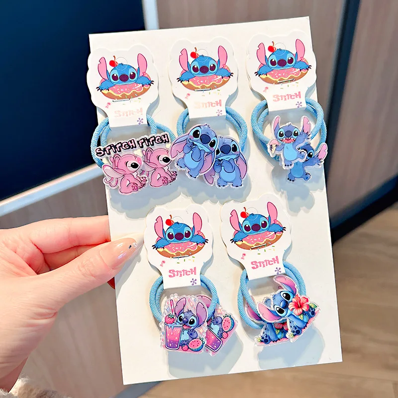 

Disney Stitch Hair Rope Acrylic Kawaii Cartoon Anime Figures Rubber Band Elastic Headwear Girl Hair Accessories Children Gifts