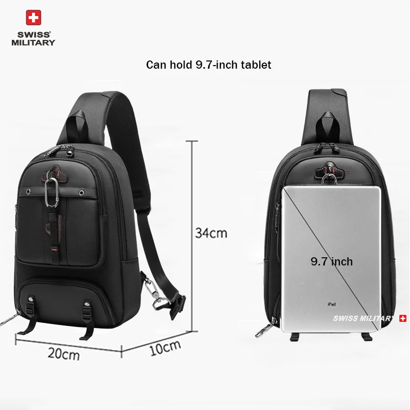 SWISS MILITARY New Chest Bag Anti-thief New Men Crossbody Bag Waterproof Shoulder Bags Casual Short Trip For Male Travel Pack