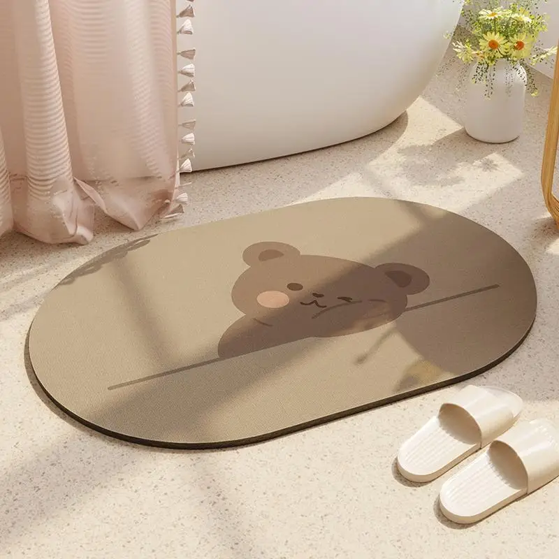 حصيرة شفط الطين المشطورة الناعمة، سجادة باب الحمام الكرتونية اللطيفة #2