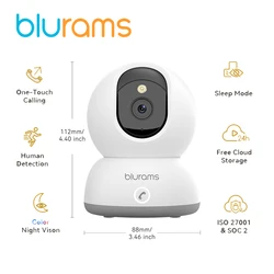 blurams Indoor Security Camera 2K, Home Security Camera for Dog/Baby Monitor/Elder, Security Camera with One-Touch Call, Color N