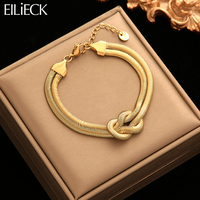 EILIECK 316L Stainless Steel Knotted Chain Bracelet Bangle For Women Girl New Trendy Metal 18 K Plated Wrist Chain Jewelry Gift