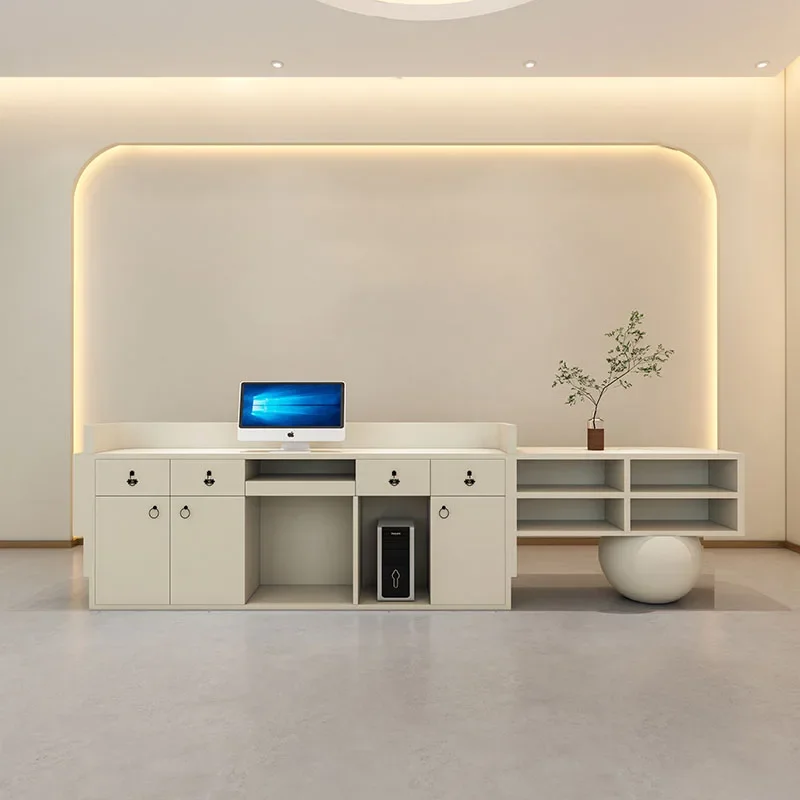 

White Pulpit Cash Counter Desk Restaurant Tables Modern Office Retail Pulpitos Shop Counter Register Checkout Bureau Furniture