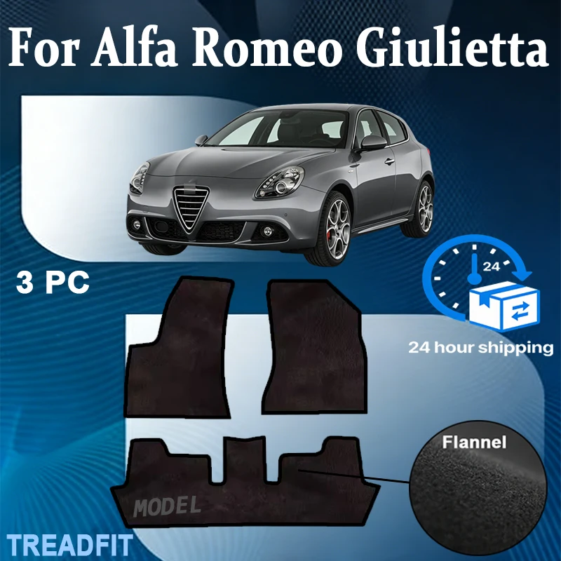 

Nylon Car Floor Mat For Alfa Romeo Giulietta 2010–2020 Polyester suede Anti Slip black Backing red Binding Trim Edge