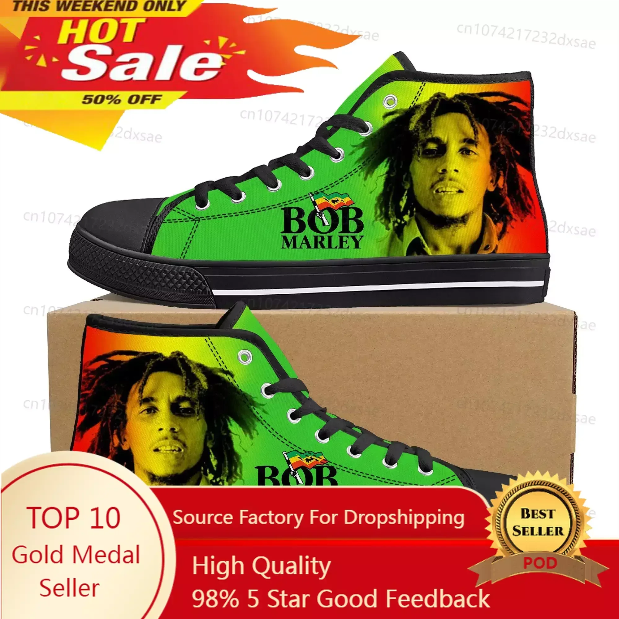 Legend Bob Marley Reggae Rasta High Top High Quality Sneakers Men Women Teenager Canvas Sneaker Casual Couple Shoes Custom Shoes