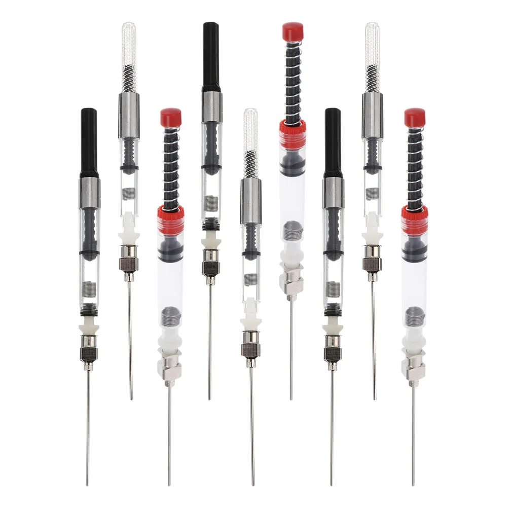 Convertitore di inchiostro ricaricabile in plastica da 9 pezzi in acciaio inossidabile, diametro 3,4 mm 2,6 mm, design a molla sottovuoto, facile da pulire