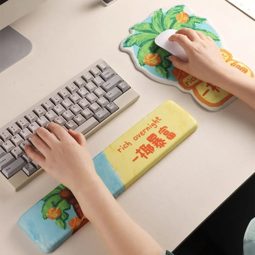 

Креативный коврик для мыши с клавиатурой, эргономичная подставка для запястья ноутбука в форме фруктов, нескользящий удобный коврик для поддержки запястья мыши, портативный компьютер