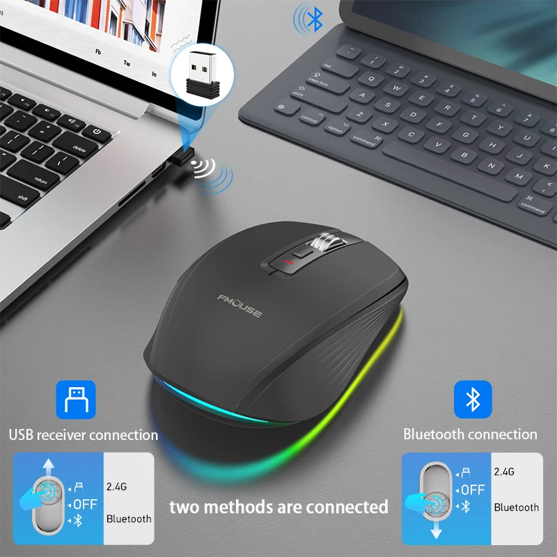 Bluetooth 5.0 Wireless Mouse Rechargeable Silent Multi Arc Touch Mice Ultra-thin Magic Mouse For Laptop Ipad Mac PC Macbook