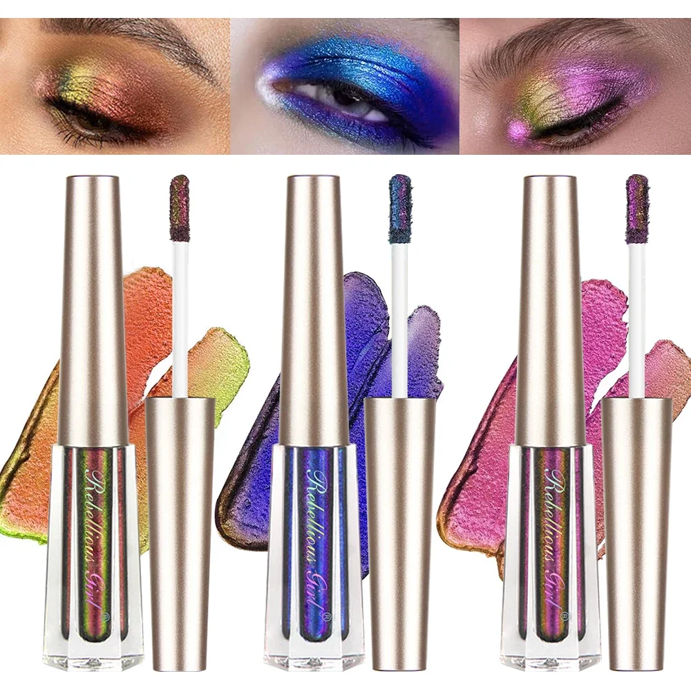 6 Color Chameleon Liquid Eyeshadow Glitter Film Forming Fast Drying Eye Makeup Color Changing High Pigmented Eye Party Cosmetics