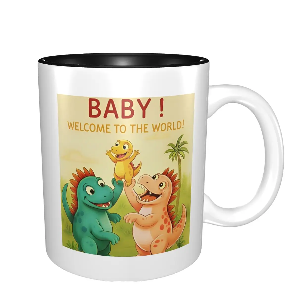 Dinosaur Baby Shower Card Welcome To The World New Baby Mug Ceramic Coffee Cups Tea Mugs Milk Cup Drinkware Gift for Woman Man