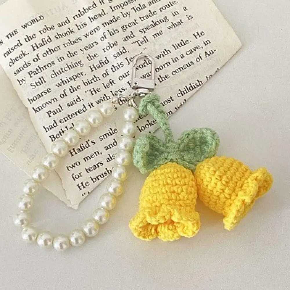 Gantungan Kunci Anggrek Bolling Rajutan Wol Kreatif Gantungan Kunci Rantai Anak Perempuan Lucu Liontin Tas Rajutan Buatan Tangan Mode
