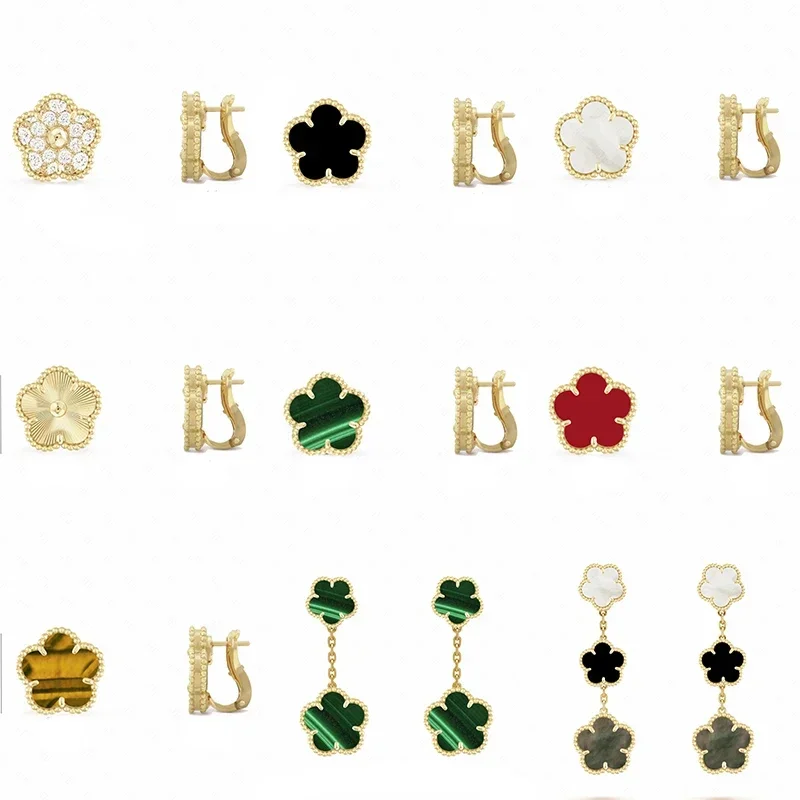 JM Natural gem Jewelry Five-leaf Flower Earrings for Women High-quality Four-leaf Clover Necklace Jewelry Jewel Bracelet