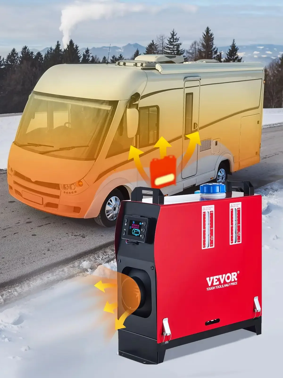 VEVOR 5KW/8KW Dieseluchtverwarmer Alles-in-één Dieselverwarmer 12V met afstandsbediening voor campers, vrachtwagens, bus en aanhanger - afbeelding 2