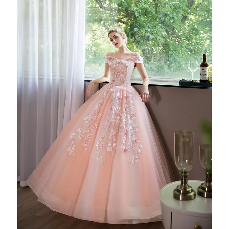 2024 Neue Quinceanera-Kleider, ärmellos, schulterfrei, Ballkleid, rosa Applikation, Prinzessin, Vestidos, Anos, Quinceanera, individuell