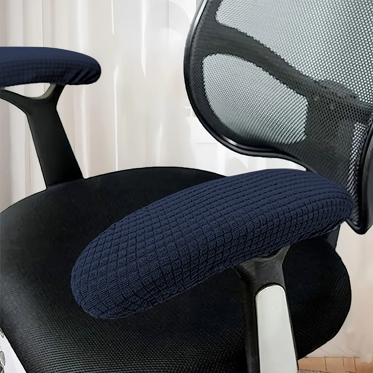 1 Pair Solid Color Chair Armrest Cover Elastic Slipcover Dustproof Chair Elbow Arm Washable Office Chair Arm Cover