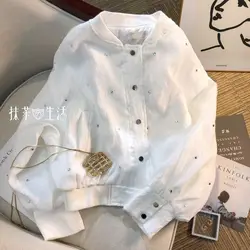White Short Jacket Women's New Loose And Versatile Jacket For Summer 2026 Baseball Jacket Top