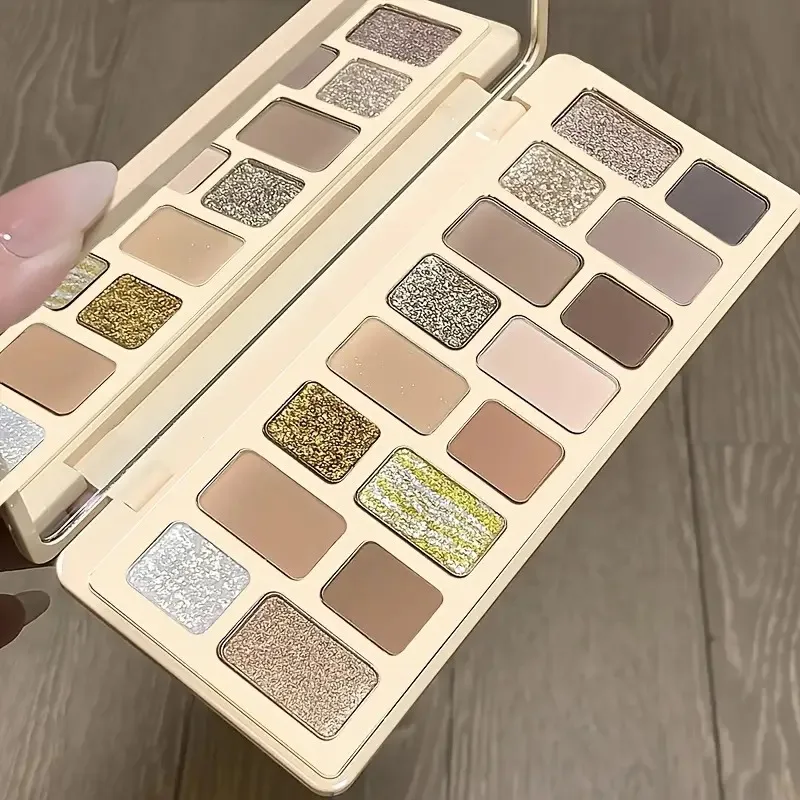 لوحة ظلال عيون كهرمانية مكونة من 16 لونًا، لمسة نهائية غير لامعة ولامعة باللون الأصفر والبني وألوان أرضية للمكياج المذهل مع مرآة #6