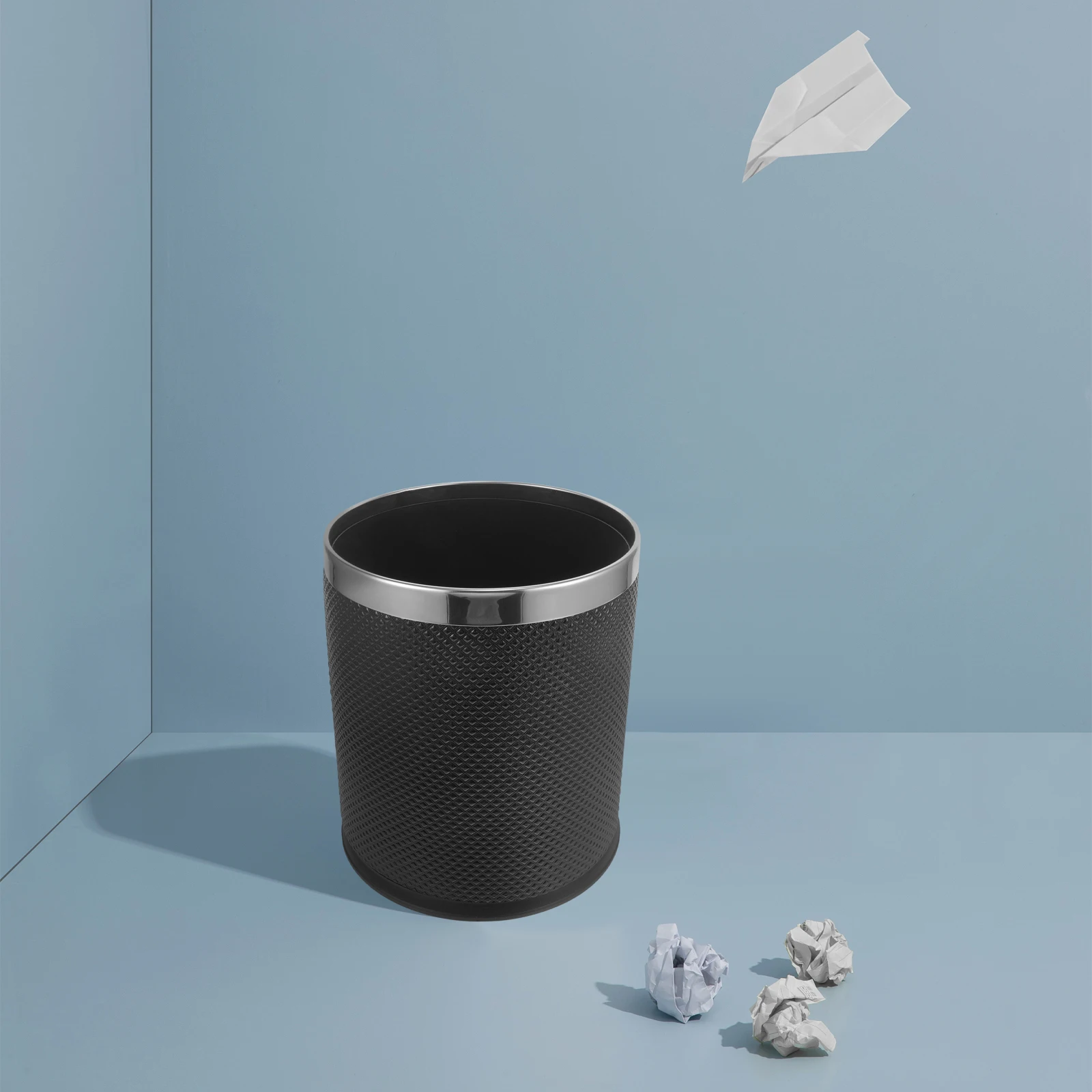 

Trash Can 10L Silver Ring Woven Pattern Home Kitchen Bedroom Bathroom Office Plastic Garbage Bin Waste Bucket Odor Sealed Leak