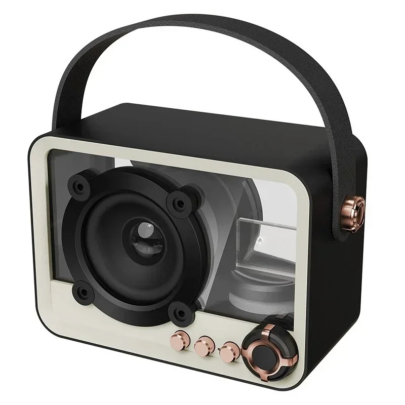 Black crystal bluetooth speaker retro card TF stereo mobile phone laptop speaker retro punk