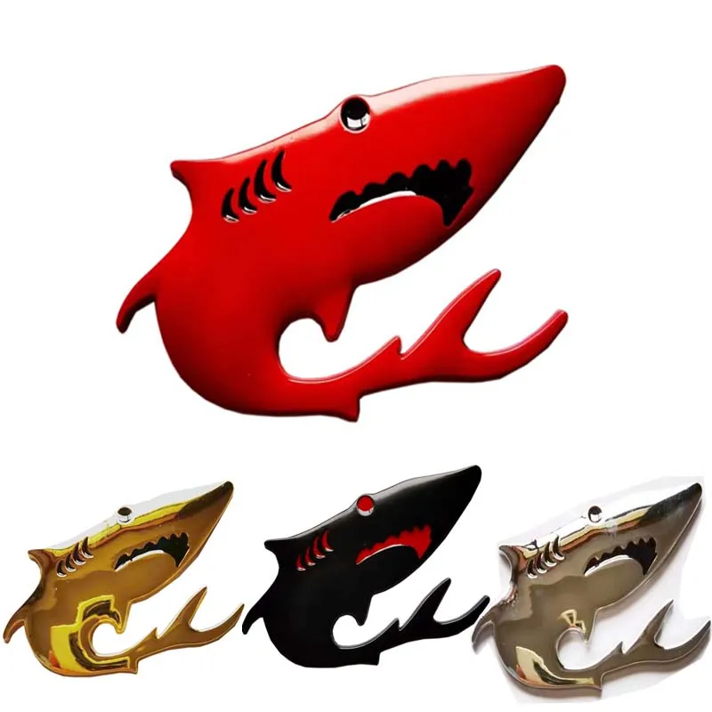 Shark Metal Car Sticker Modified Label 3D Three-dimensional Scratch Cover Personalized Sticke Car Body Stickers Car Tail Label