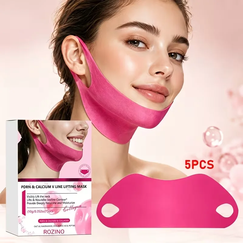 5 Pieces/10 Pieces/15 Pieces V-Shaped Moisturizing Sleep Collagen Mask/Jawline Lift Tape, for Day and Night Use, Smooths Skin, Defines Contours, Makes Skin Look Smoother and More Elastic, Neck Patch, Facial Mask, Facial Lift Patch, Moisturizes Skin, Suitable for All Light Beige Skin Tones, Korean Skincare Products/Korean Facial Mask, Unisex, Wish Her a Beautiful and Radiant Look