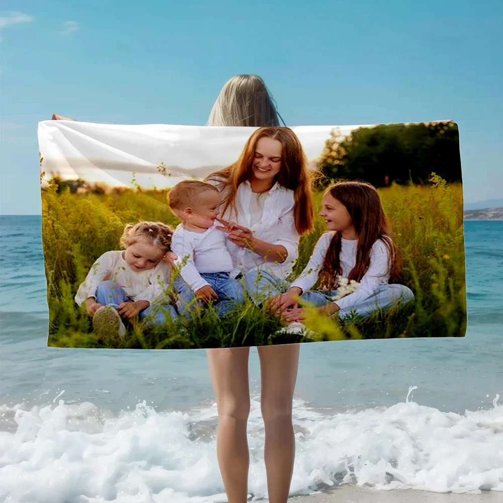 Personalized Beach Towel Custom Photo/Logo Oversized Beach Towel for Bath Pool Sports Camping Summer Party Gift