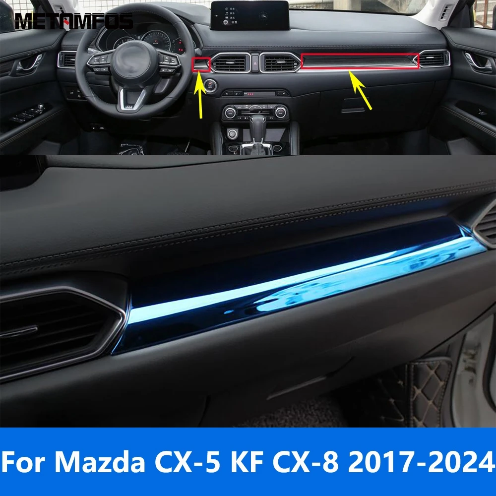 For Mazda CX-5 KF CX8 2017-2022 2023 2024 Carbon Fiber Center Console Dashboard Panel Strip Trim Sticker Accessories Car Styling