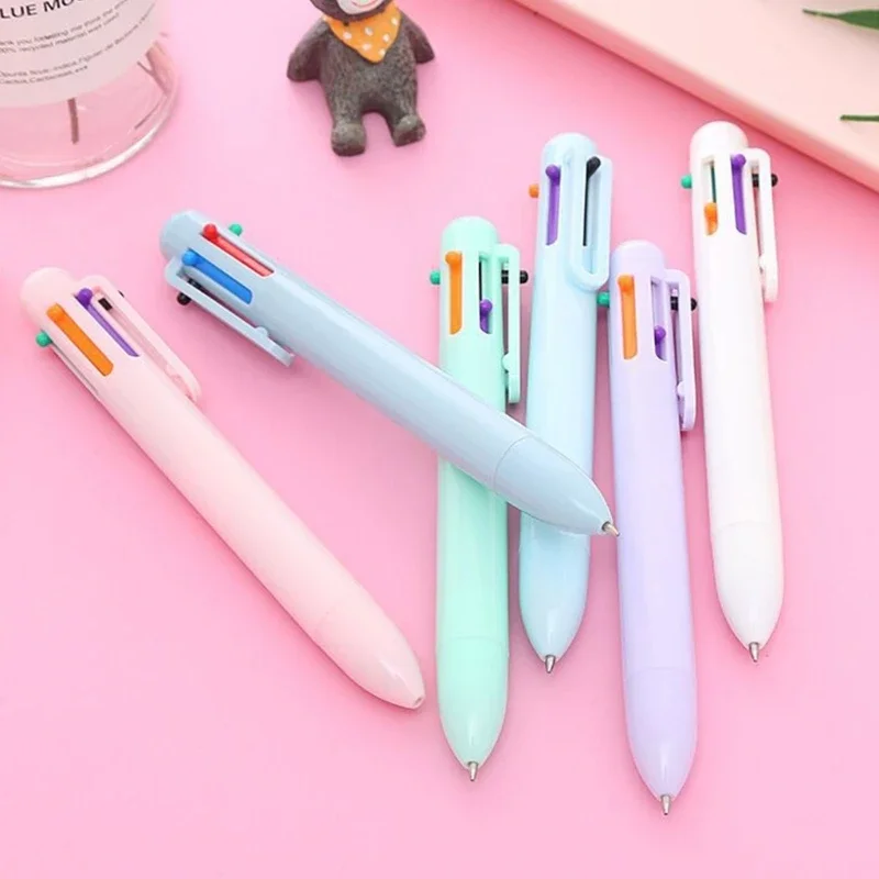 

6 шт. 0,5 мм, выдвижная шариковая ручка, инструмент для письма, 6 цветов, многоцветная ручка для ведения школьных проектов