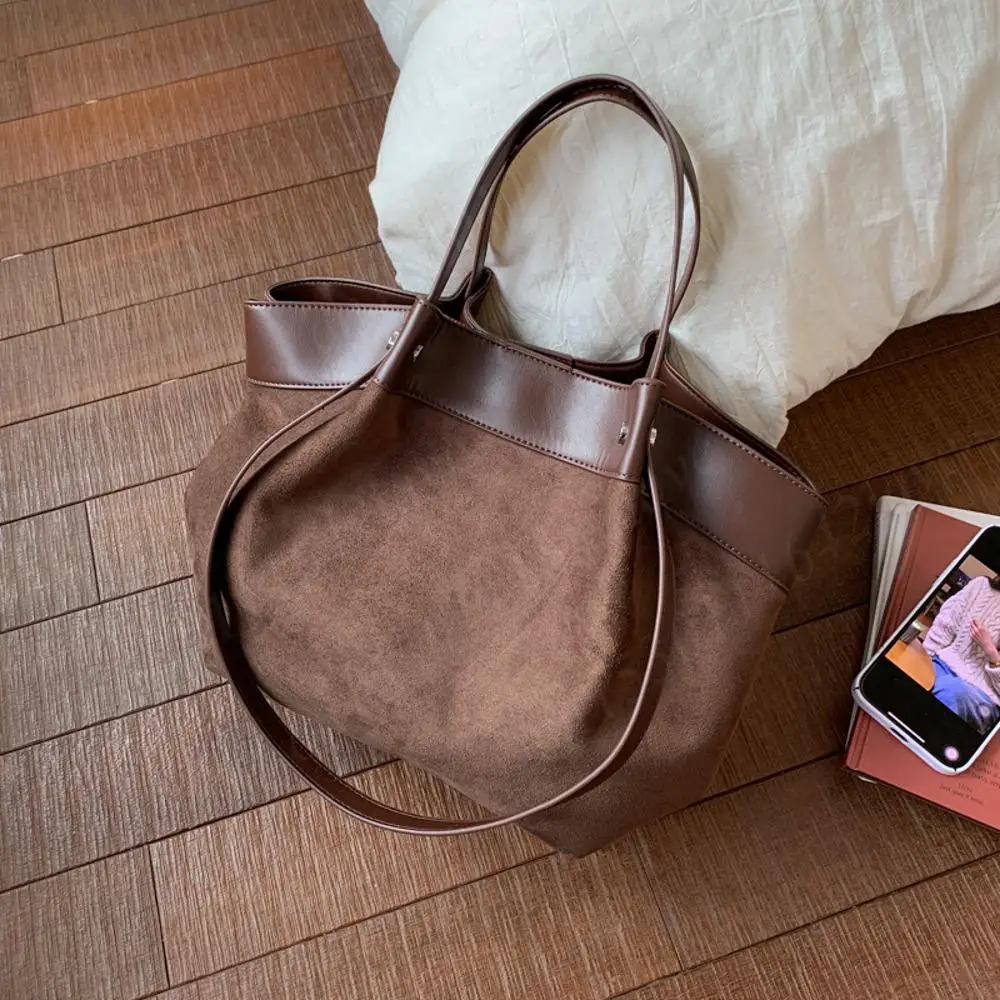 

2025 New Luxury Designer Suede Leather Shoulder Bag Large Capacity Tote Bag Vintage Hobo Bucket Bag Retro Top-Handle Bags ﻿