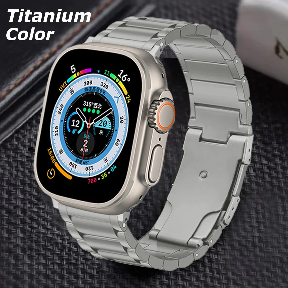 Titanium Metal Strap For Apple Watch Bands 44mm 49mm 45mm 40mm 41mm 42mm 38mm Bracelet Link iWatch Series 9 6 5 4 7 8 SE ultra 2