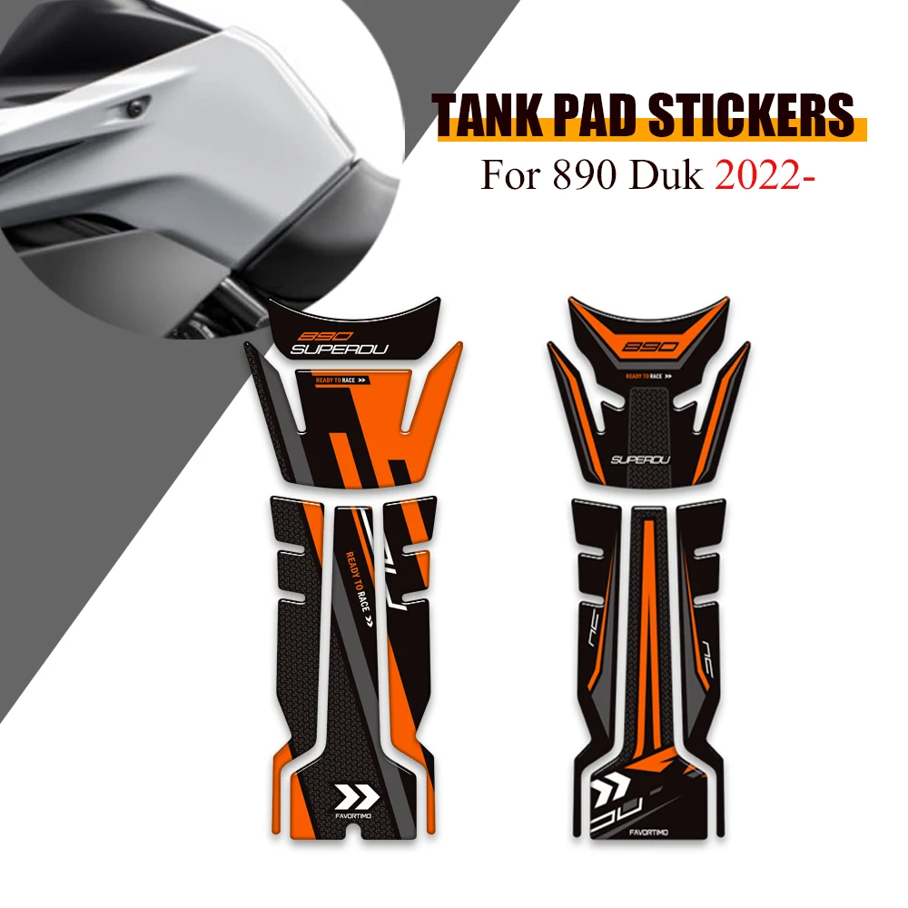 

Motorcycle Fairing Fender Protector Tank Pad Side Grips Gas Fuel Oil Kit Knee Stickers Decals For 890 Duk 2021 2022 2023 2024