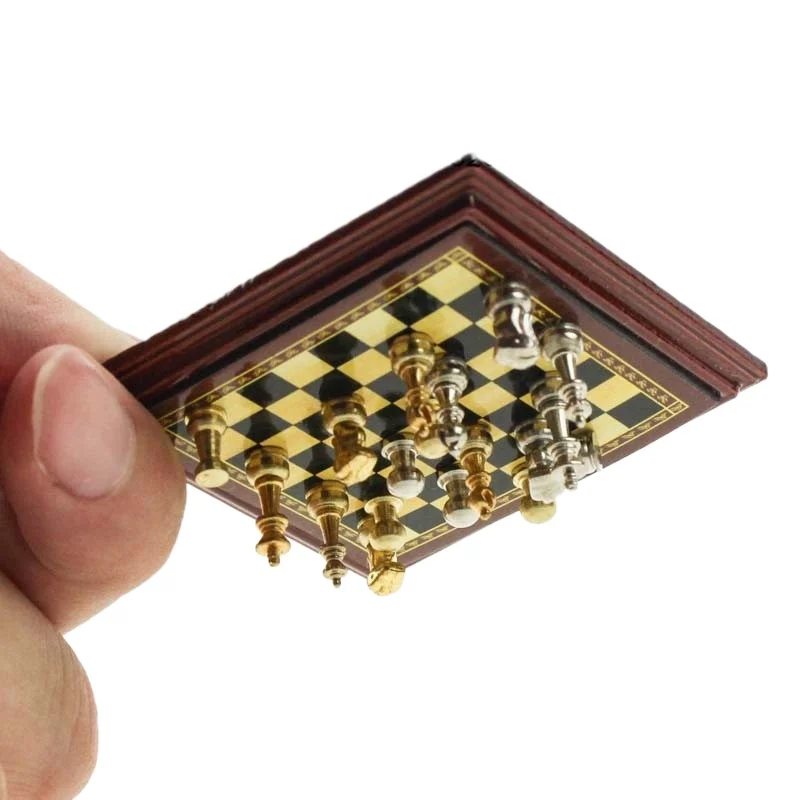 

Dollhouse Miniature Items Magnetic Chess Table Mini Fancy Toy Doll House Study Accessories Desktop Ornament Home Decoration Toys