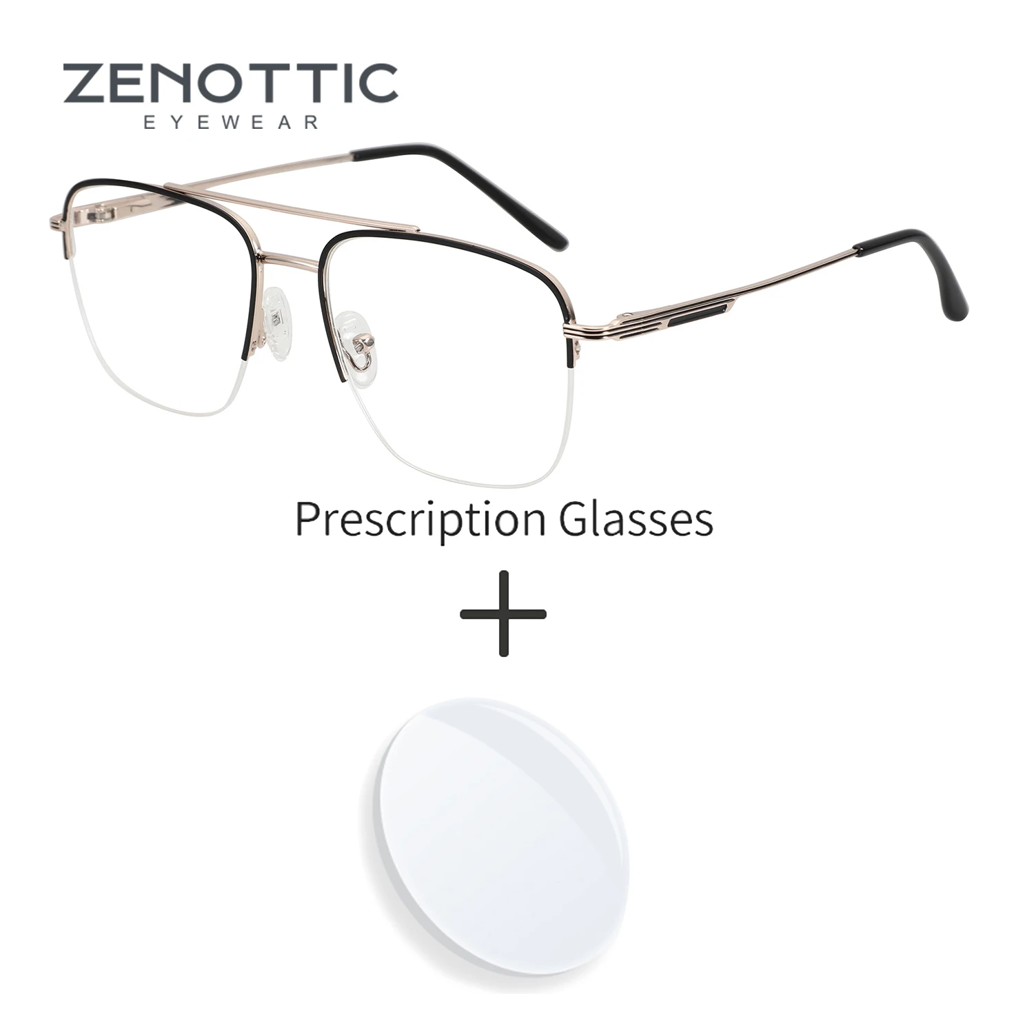 

ZENOTTIC (M Size) New Arrivals Aviator Prescription Eyeglasses Men for High-quality Metal Photochromic Optical Glasses
