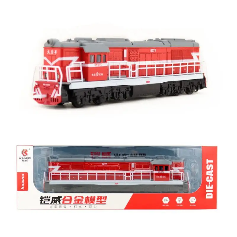 Diecast Toy Vehicle Model China DongFeng 5271 Locomotive Train Pull Back Sound & Light Car Educational Collection Gift Kid