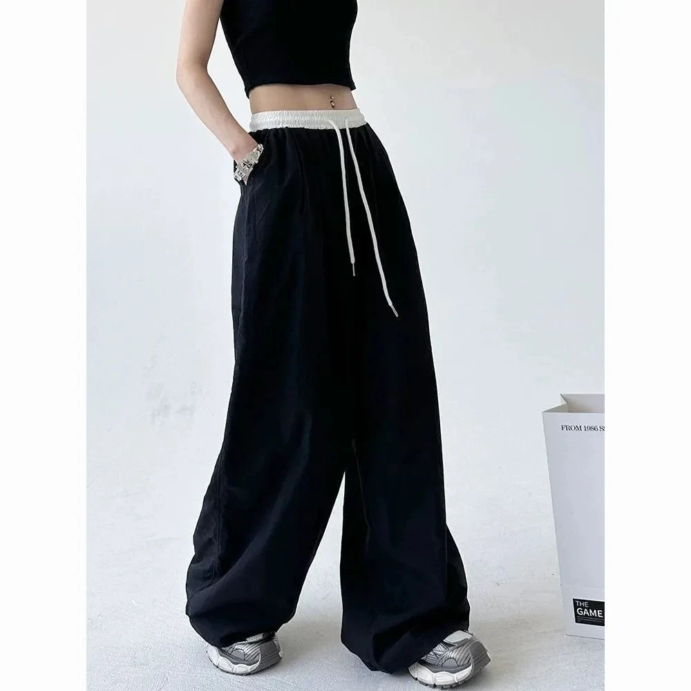 High Street frauen Breite Bein Hosen Kordelzug Y2K Gothic Hip Hop dame Cargo Hosen Hotsweet Passenden Weiblichen Hosen sommer Neue – Detail 2