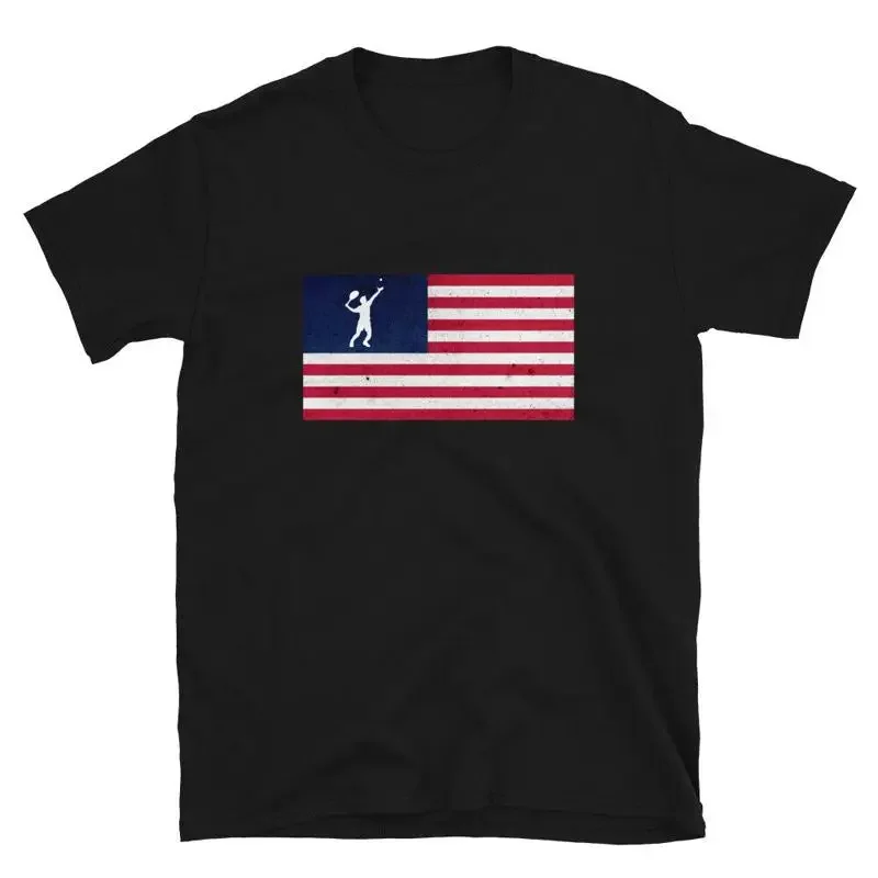 T-shirt graphique classique avec drapeau américain, cadeau pour les amateurs de tennis