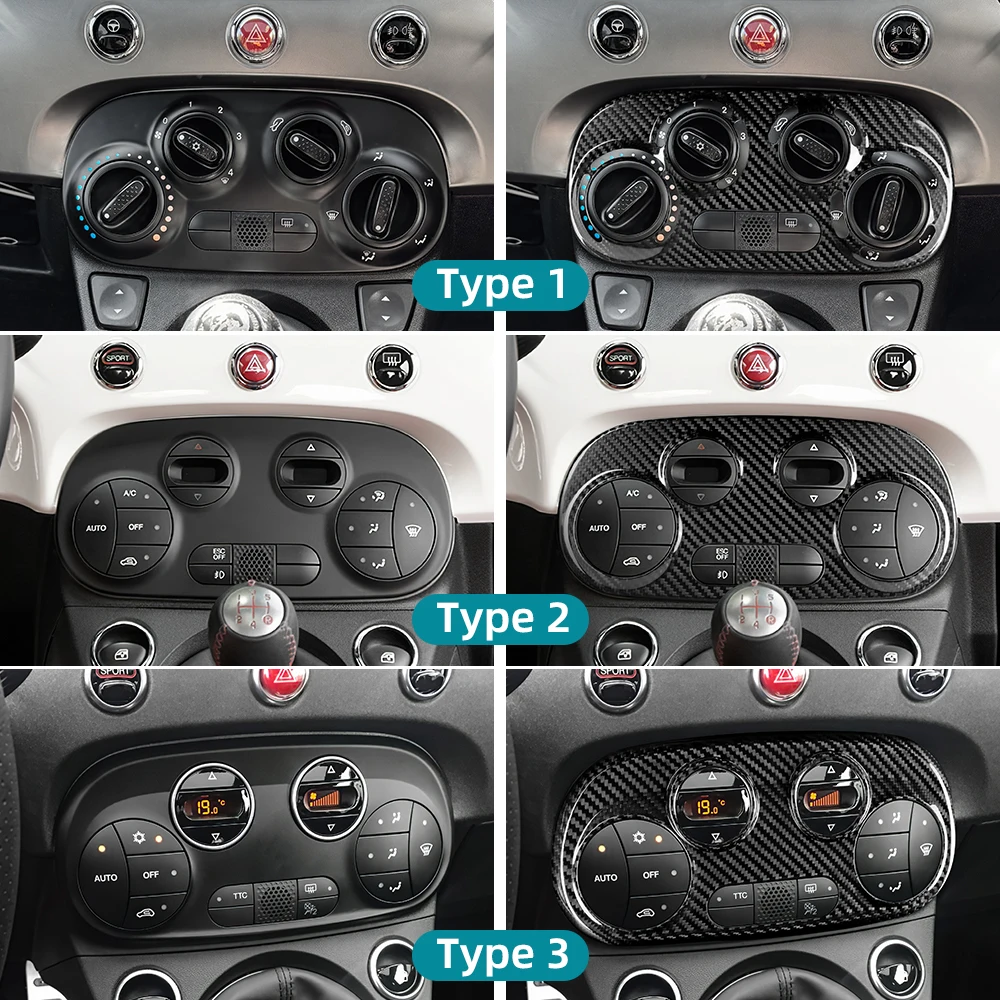 

Настоящее твердое сухое углеродное волокно для Abarth 595 695 595C 695C 2012-2022 2023 2024 Fiat 500 500C 2008-2024 AC Digital/Manual Climate