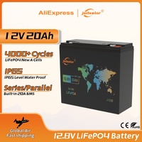 jsdsolar 12V 20Ah LiFePO4 Battery 4000+ Cycles Rechargeable Lithium Battery for Solar Lighting Camping Power Wheels Fish Finder