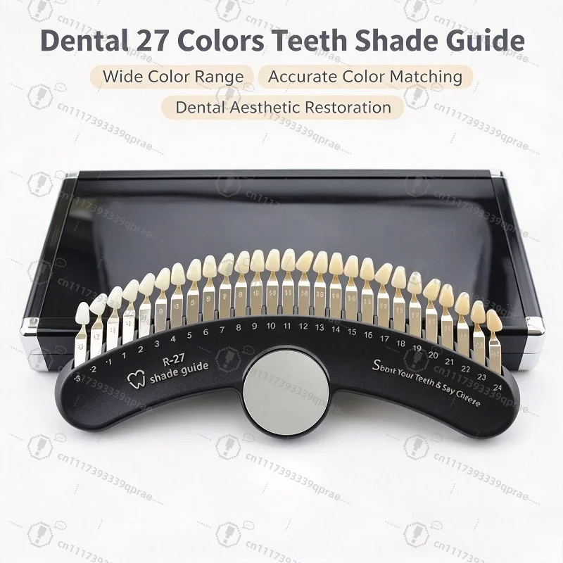 Dental Bleaching Shade Guide, 20/27 Colors Teeth Whitening Color Chart with Mirror, Professional Tooth Shade Guide