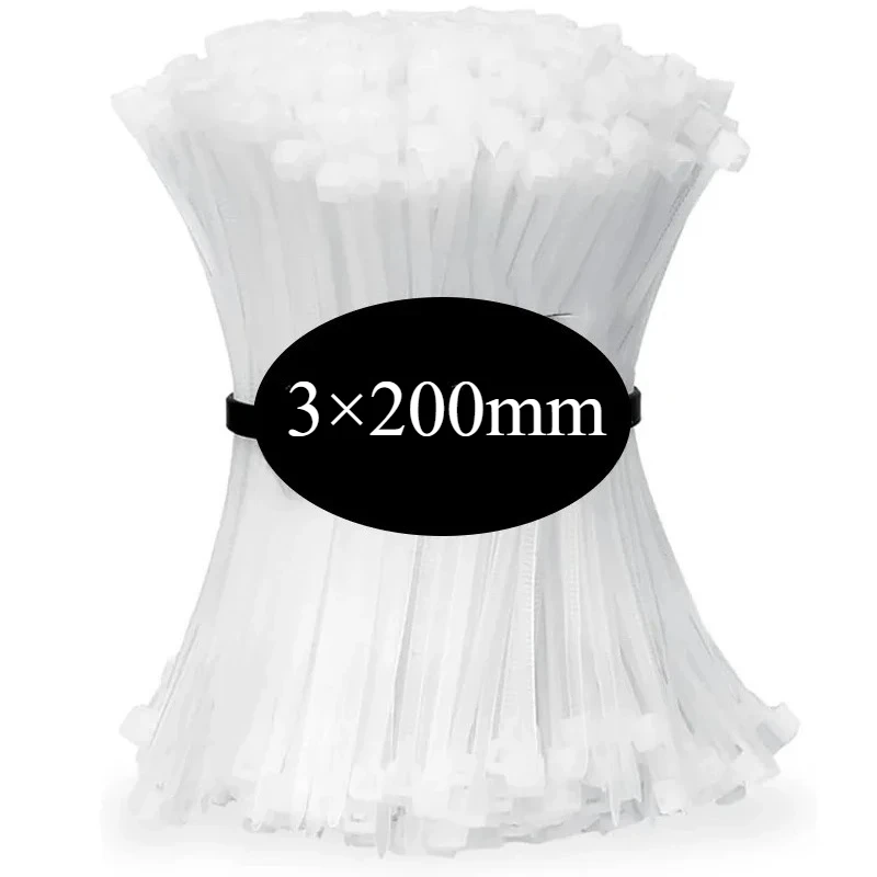 100 stuks zelfsluitende plastic nylon stropdas zwarte bevestigingsriem kabelbinderset kabelritsband bevestigingsring ritssluitingen riemband