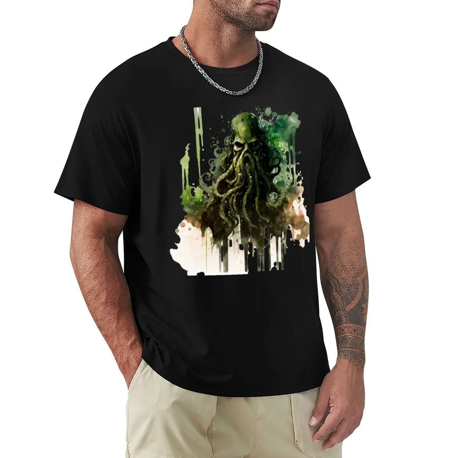 

Watercolor Cthulu T-Shirt Fitness Quick Dry Short Sleeve Top