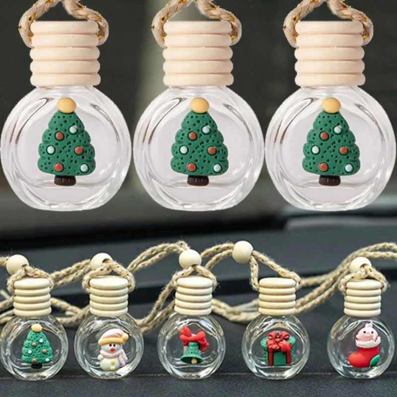 10ml Perfume Galss Bottle Pendant Christmas Car Auto Rearview Mirror Decoration Empty Bottle Aromatherapy Essential Oil Bottle