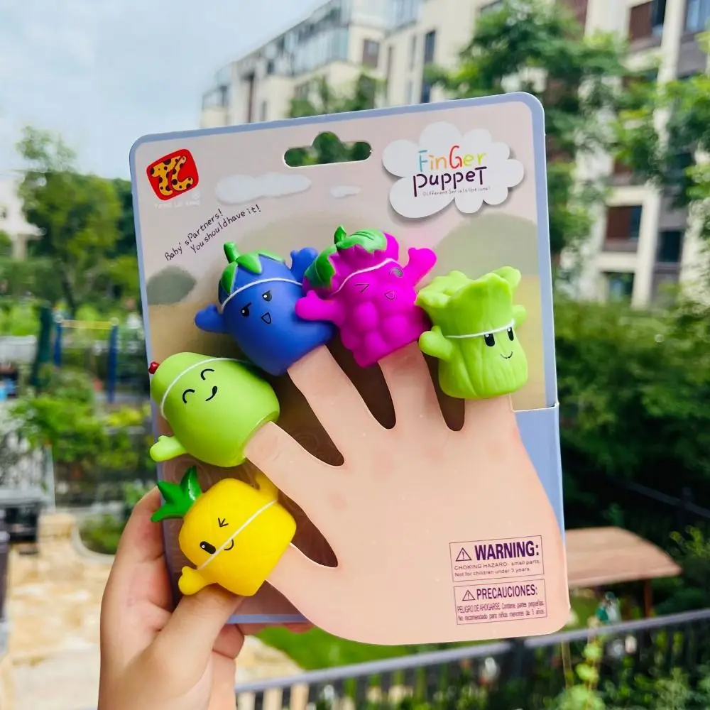 5pcs Vegetables Colorful Mini Animal Hand Puppet Educational Toy Safety Doll Finger Puppet Toy Set Narrating Puppy Storytelling