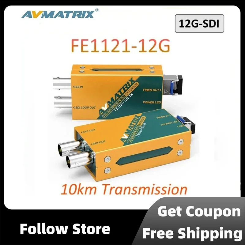 

AVMATRIX FE1121-12G Fiber Optic Extender 10km 6G/12G/3G-SDI Input & Loopout on Transmitter Dual 12G-SDI Outputs on Receiver