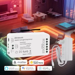 Zemismart Matter Over WiFi LED Strip Light Controller RGBCW Smart Led Driver Works with Smartthings Alexa Google Home Homekit
