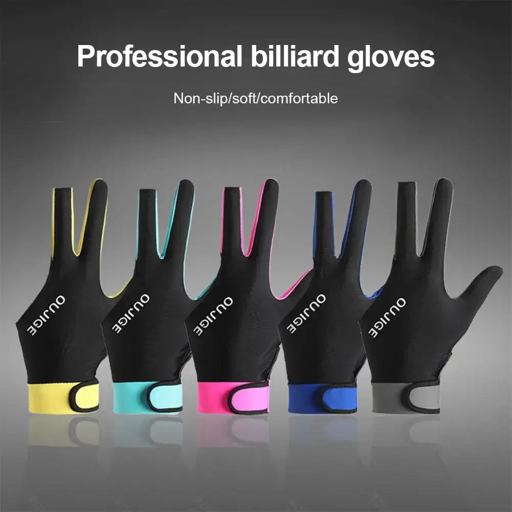 Billiards Glove Left Hand Three Finger Billiard Glove Non Slip Stickers Elasticity Billiard Training Gloves Accessories