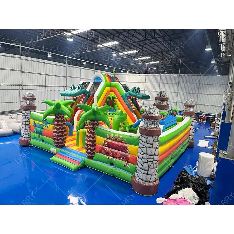 Kids Indoor Inflatable Game Theme Park Animstle Playground with Slide and Tunnel for Fun Park Entertainment Zoo Inflatable Ca