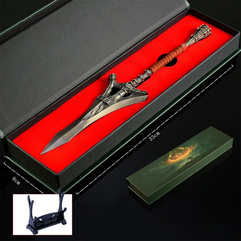 

30cm Serpent-Hunter All-metal Toy Craft Ornament Model Game Sword Ring ER Gift Box Edition Boys Gifts Collections Knife Toy